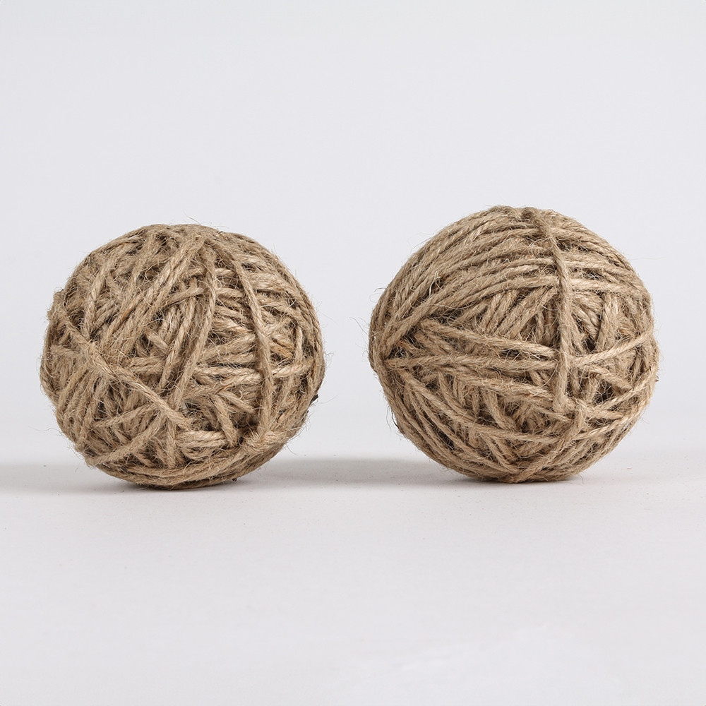 An image of Pack of 2 Jute Rope Ball Parrot Foot Toy Medium