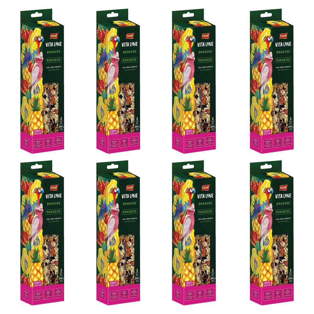 An image of Vitapol Vitaline Twinpack Smaker Parrot Treat Stick Tropical Paradise Case of 8