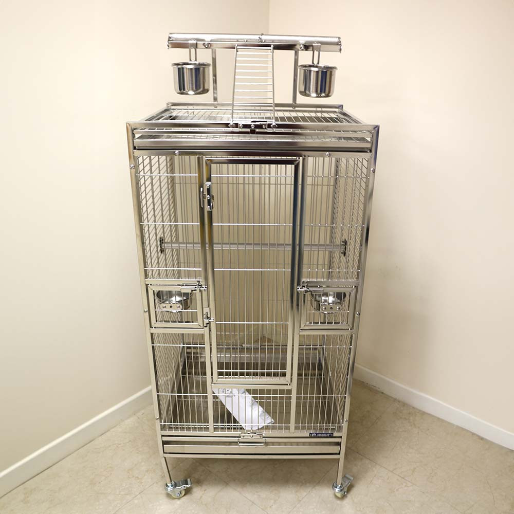 An image of ***Collection Only***Prevue Stainless Steel Play Top Medium Parrot Cage