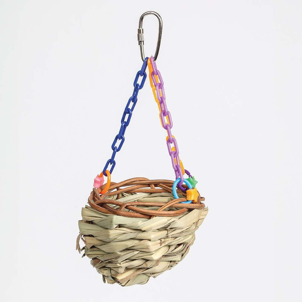 An image of Woven Foraging Treat Basket Small Parrot Toy