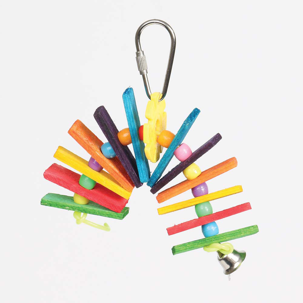 An image of Balsa Wood Rainbow Arch Small Parrot Toy