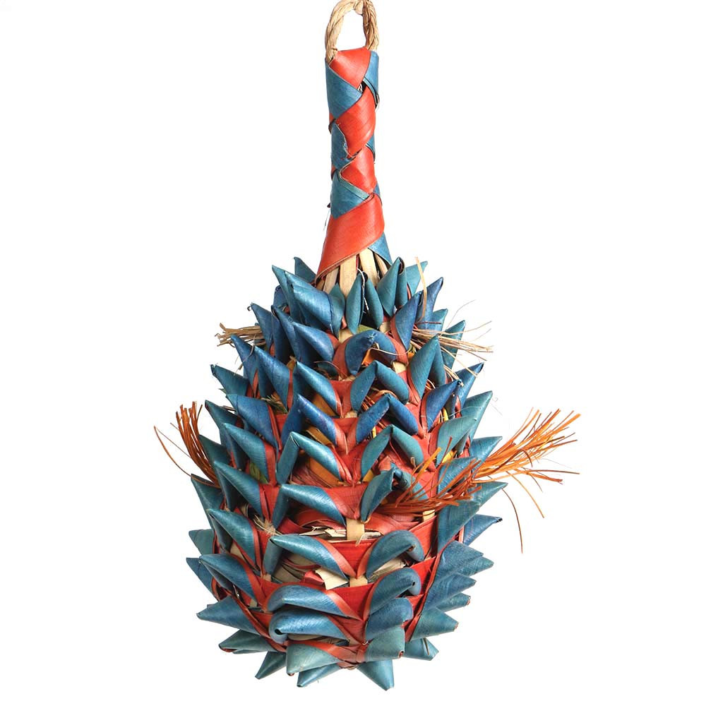 An image of Pineapple Pinata Large Natural Woven Palm Leaf Parrot Toy