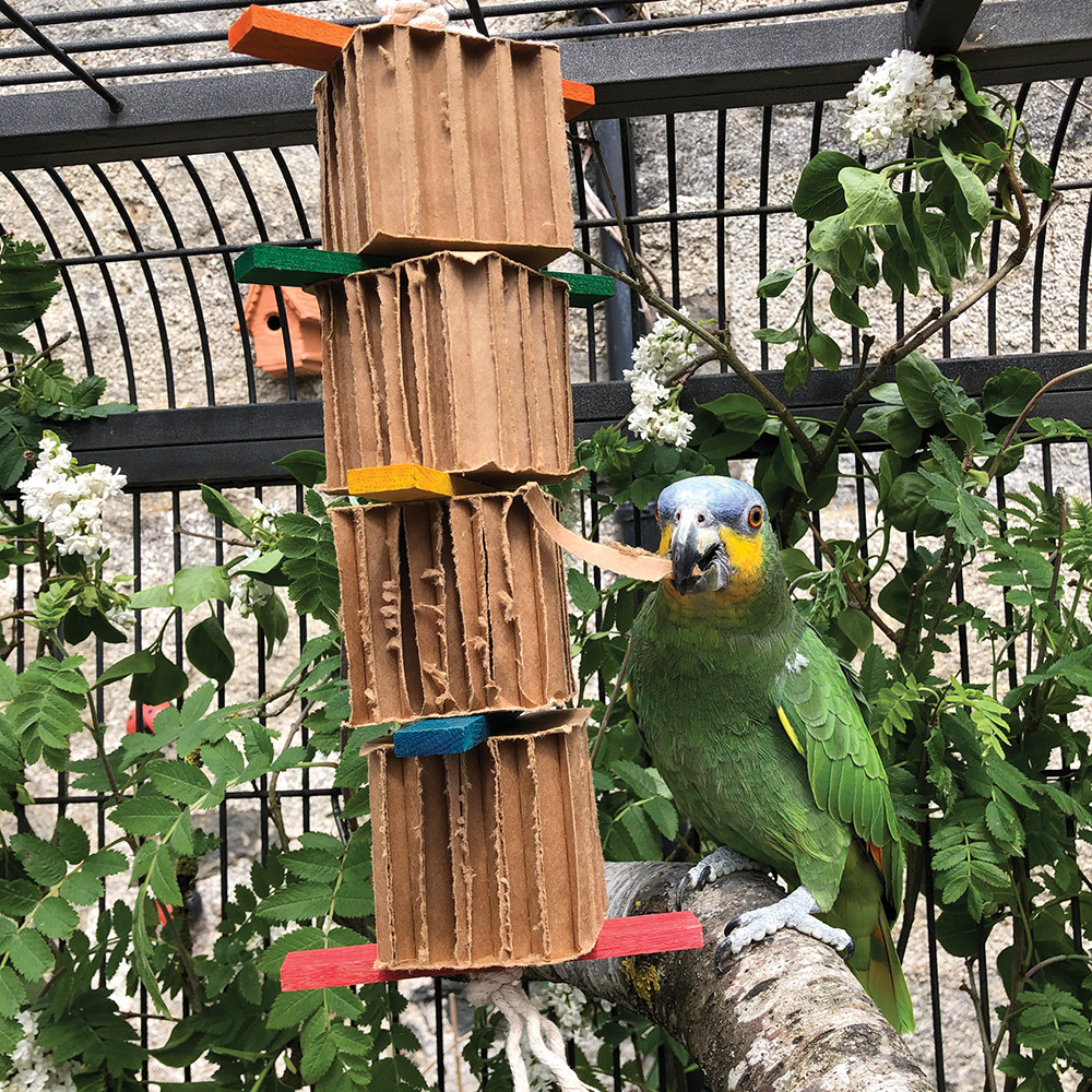 An image of Shredding Tower Honeycomb Cardboard Parrot Toy - Large