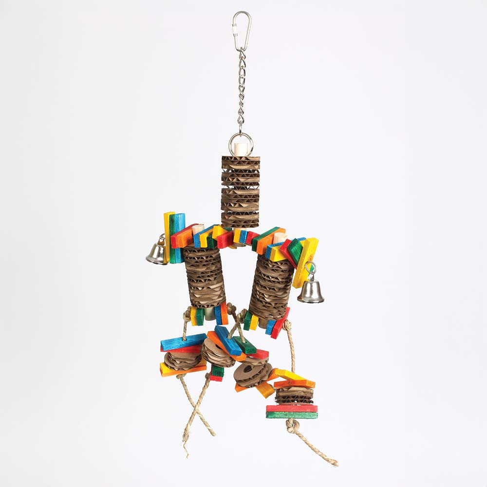 An image of Pop Pop Wood and Cardboard Chewable Parrot Toy