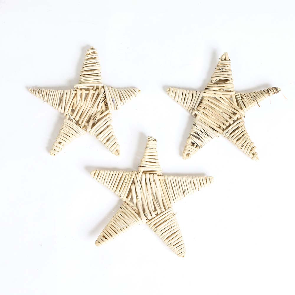 An image of Pack of 3 Large Woven Vine Stars Parrot Toy Making Parts