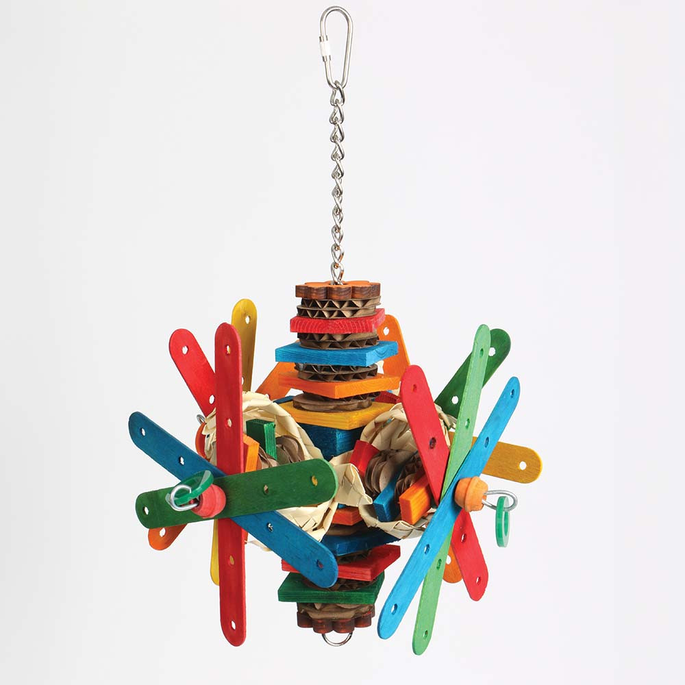 An image of Coloured Bamboo Sticks Sputnik Parrot Toy