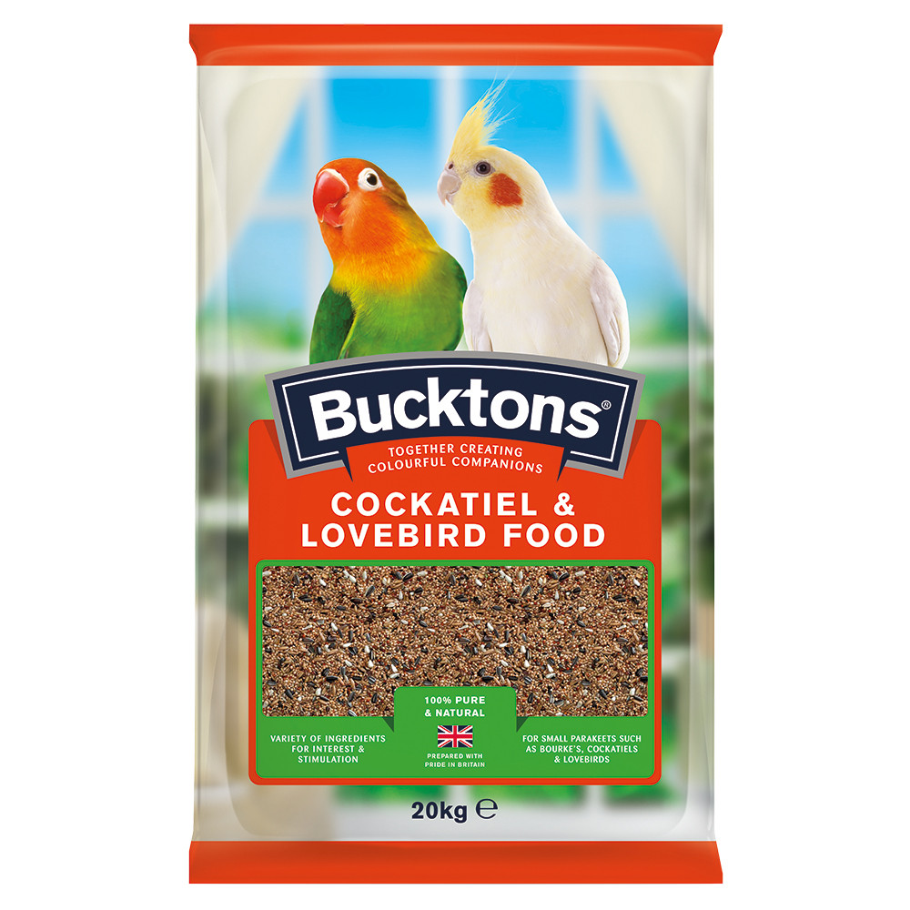 An image of Bucktons Cockatiel and Lovebird Food 20kg