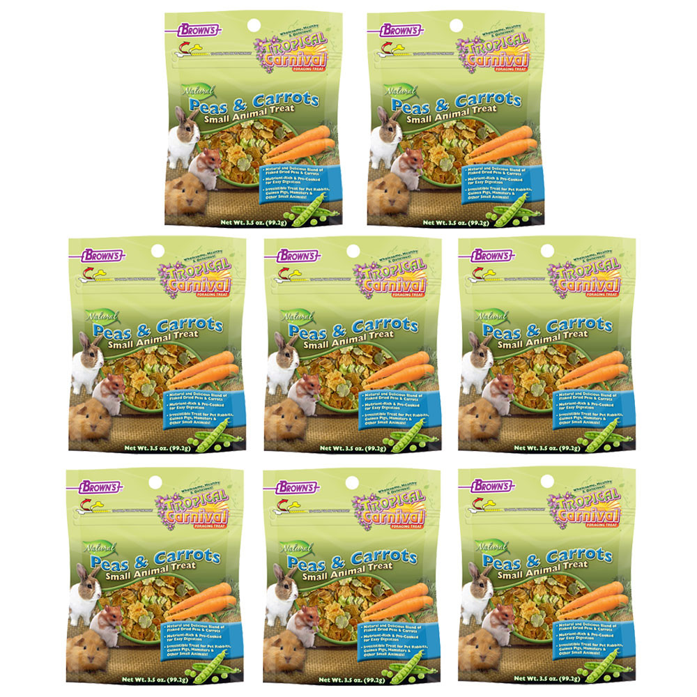 An image of Brown's Tropical Carnival Peas and Carrots Small Animal Treat - 99.2g Case of 8