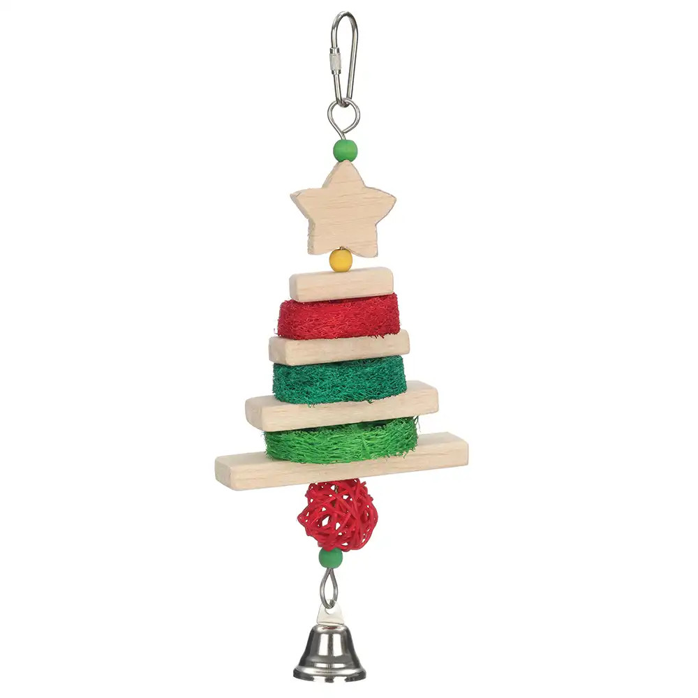 An image of Festive Wood and Loofah Stacker Parrot Toy