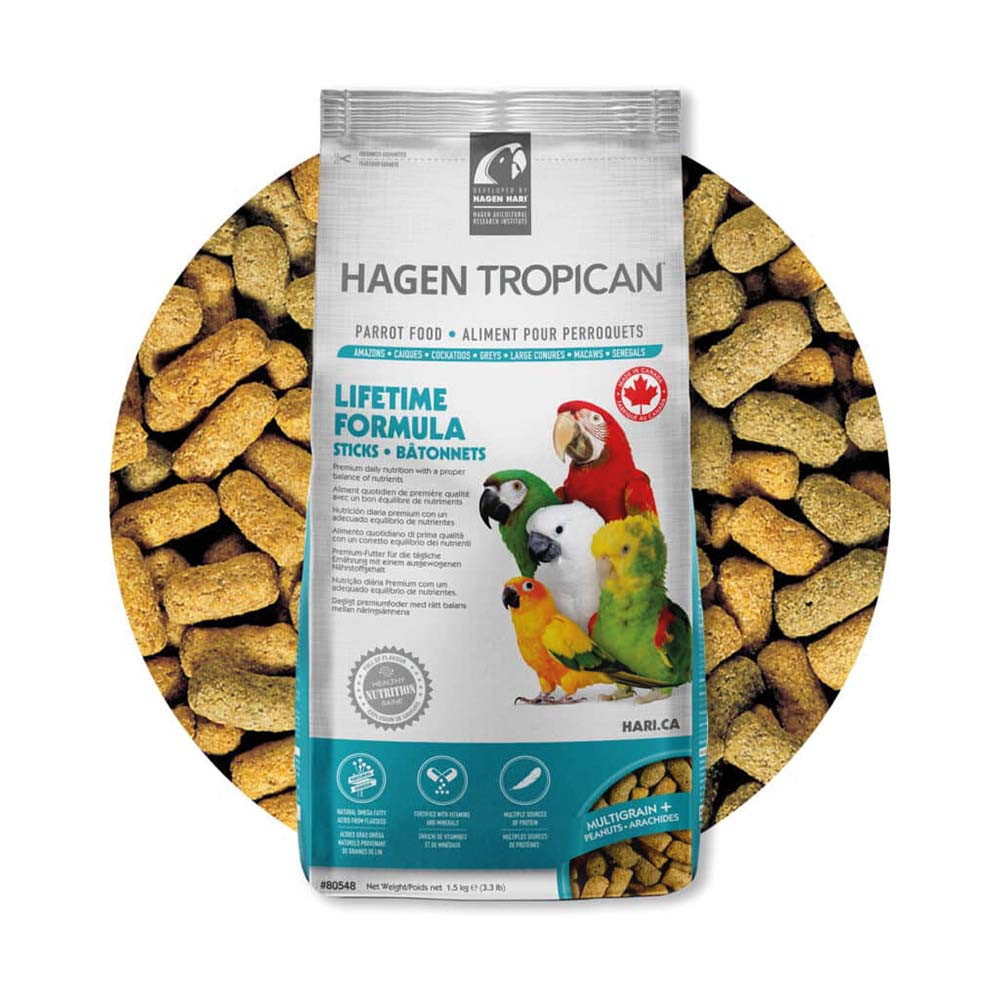 An image of Hari Hagen Tropican Lifetime Formula Sticks Parrot Food 1.5kg