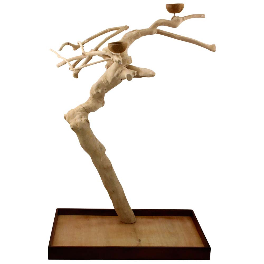 An image of Java Duo Tree - Medium - Natural Hardwood Parrot Playstand