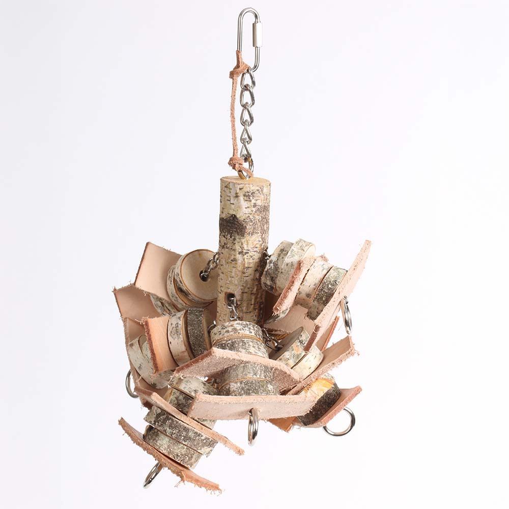 An image of Birch Wood Tree Natural Parrot Toy Medium