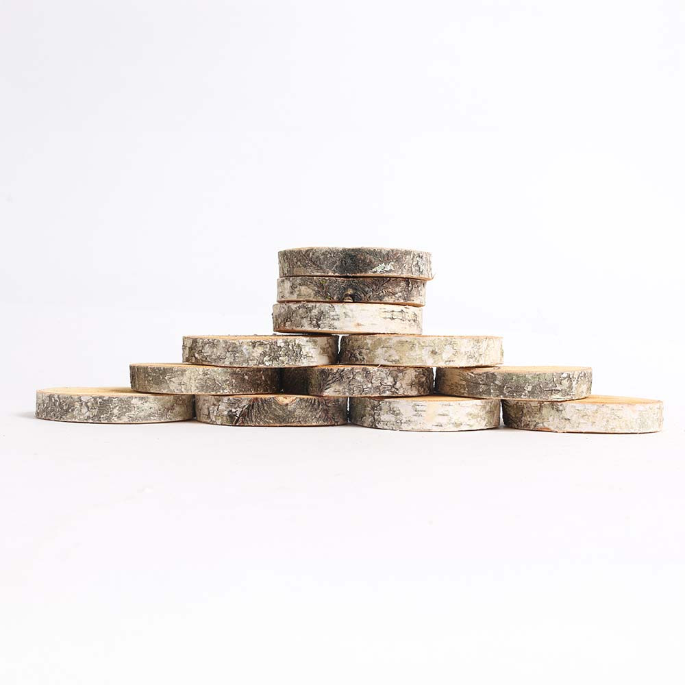An image of Pack of 12 Large Birch Wood Wheels Parrot Toy Making Part 8cm Diameter