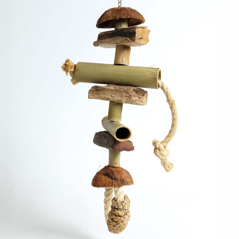 An image of Big bEaKs Giant Adventure Natural Wood Chewable Parrot Toy