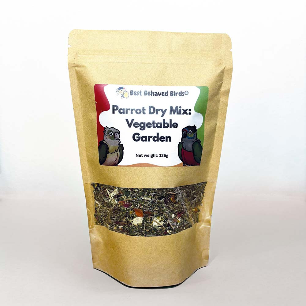 An image of Best Behaved Birds Vegetable Garden Dry Mix Parrot Food 125g