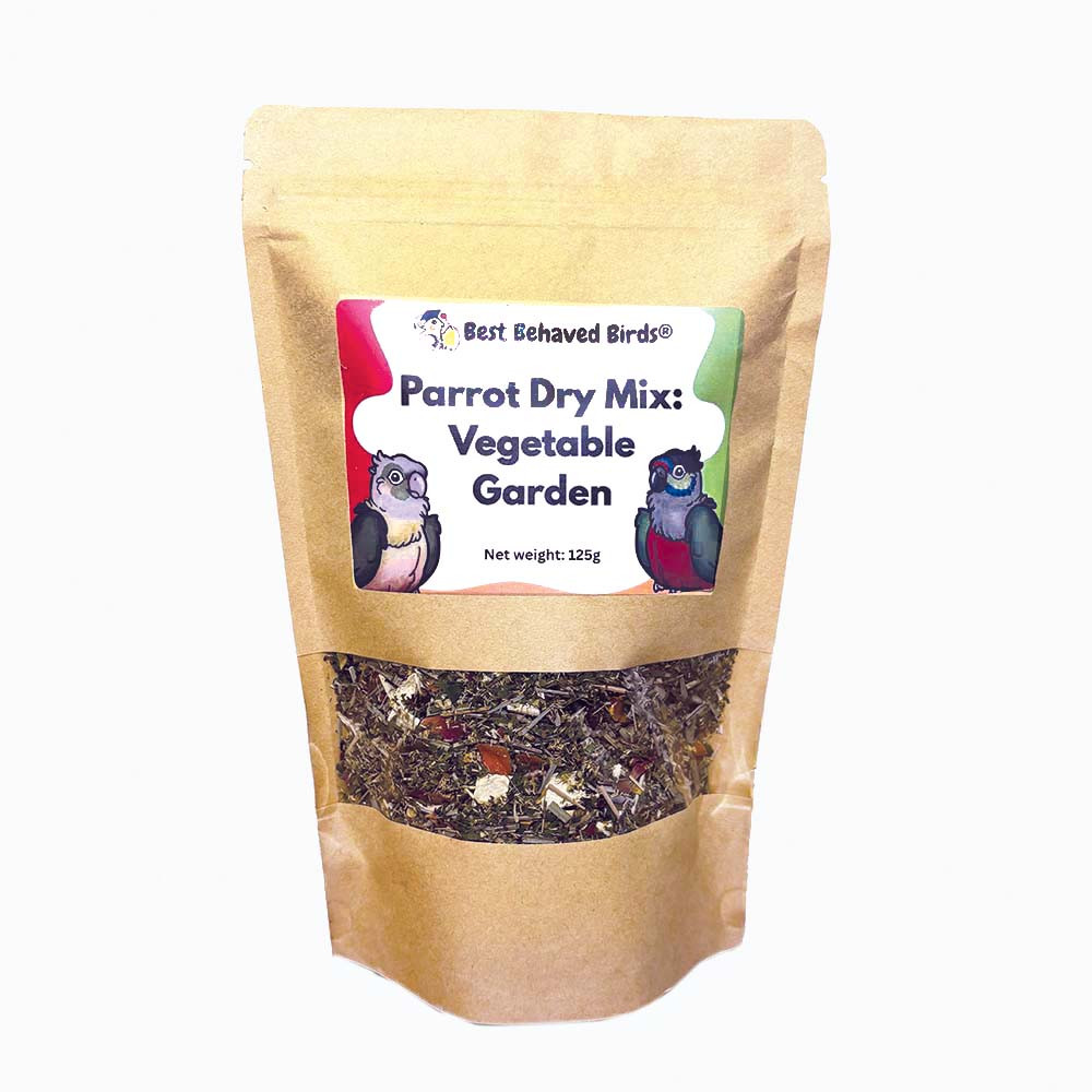 An image of Best Behaved Birds Vegetable Garden Dry Mix Parrot Food 125g