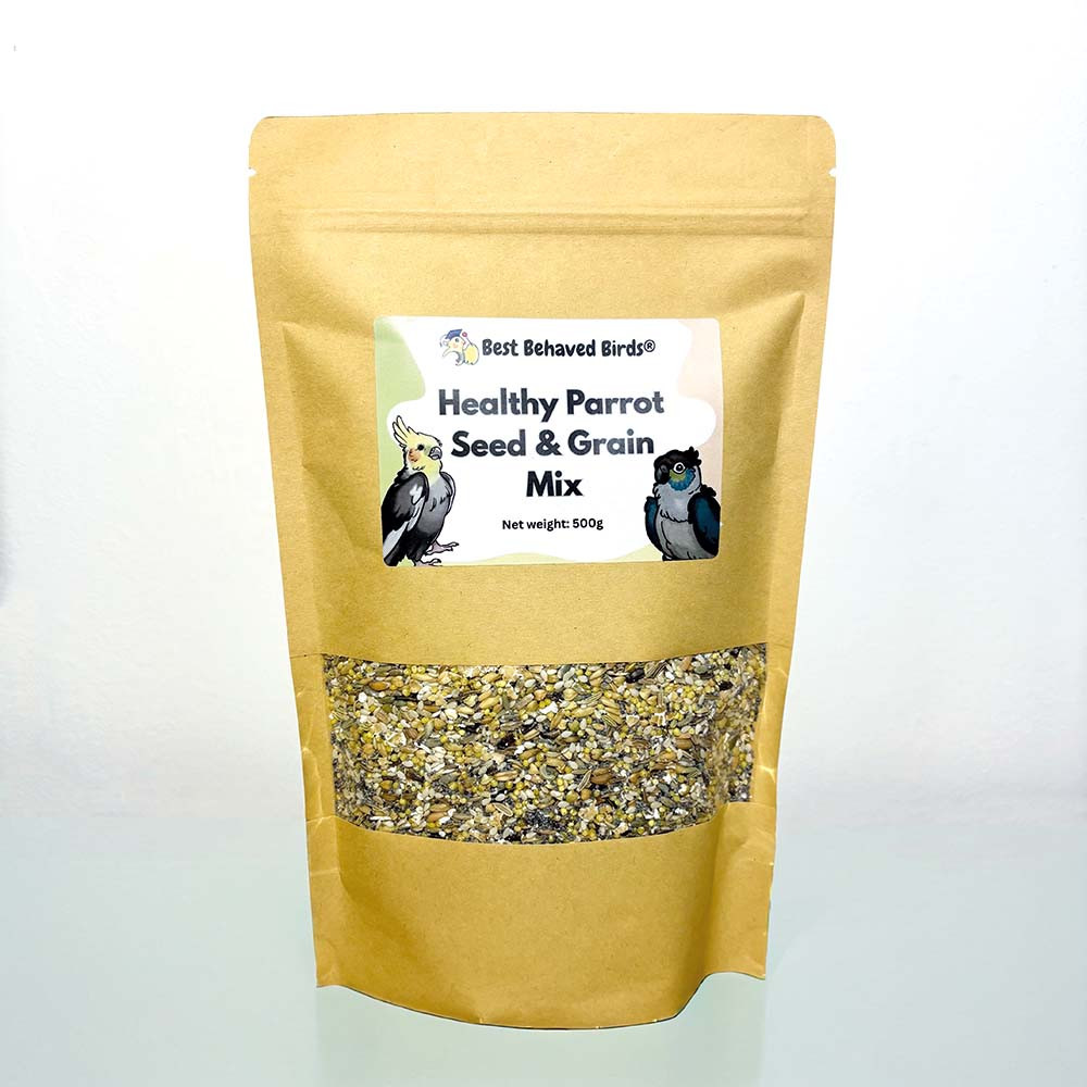 An image of Best Behaved Birds Healthy Seed & Grain Mix Parrot Food 500g