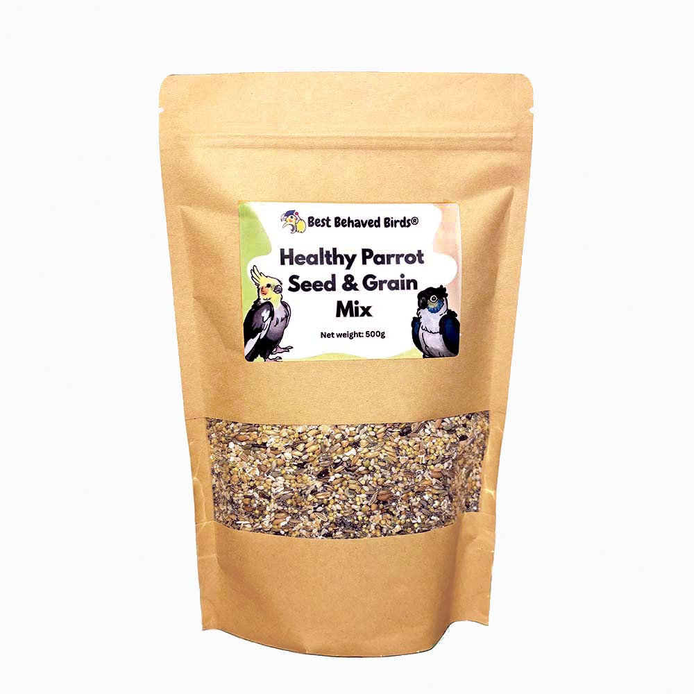 An image of Best Behaved Birds Healthy Seed & Grain Mix Parrot Food 500g