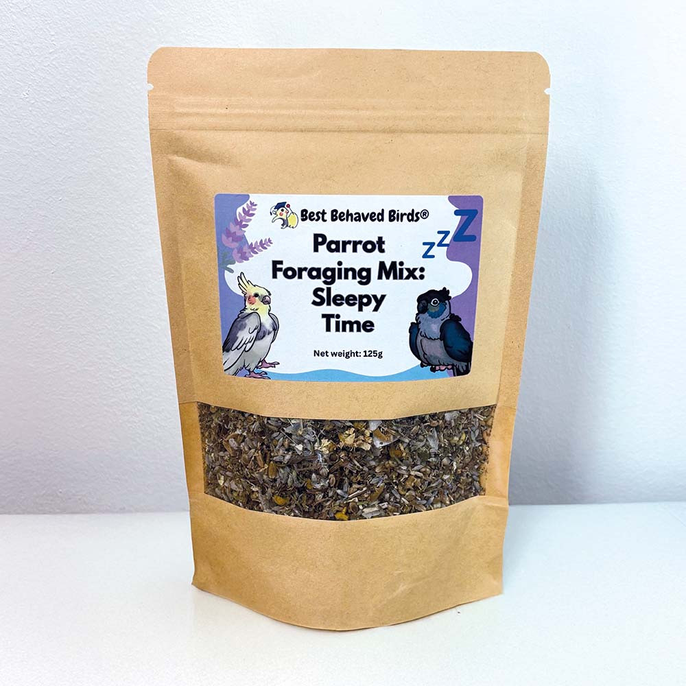 An image of Best Behaved Birds Sleepy Time Calming Foraging Mix Parrot Food 125g