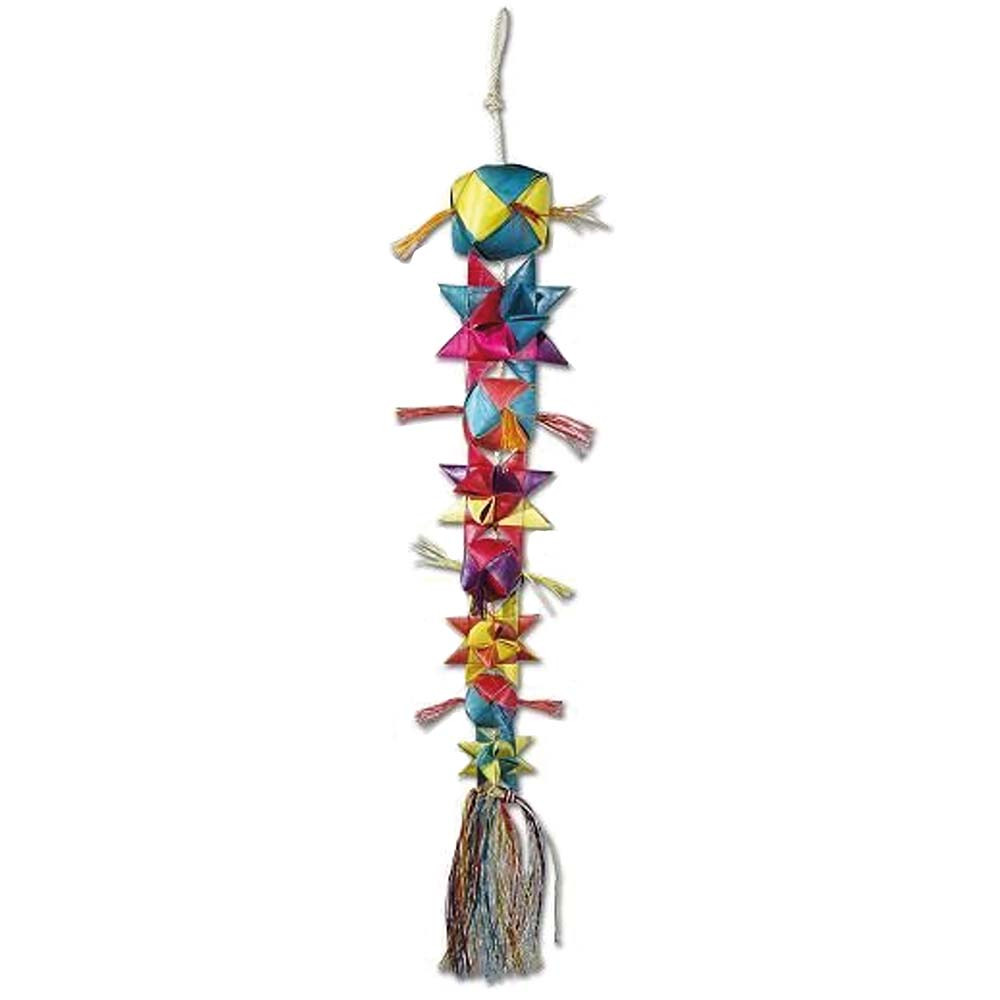 An image of Balls and Stars Stacker Woven Palm Leaf Parrot Toy - Large