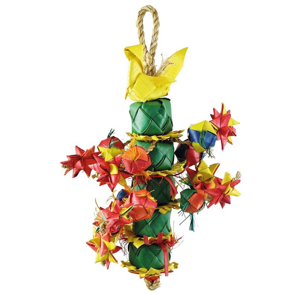 An image of Bird Tower Woven Palm Leaf Parrot Toy - Small