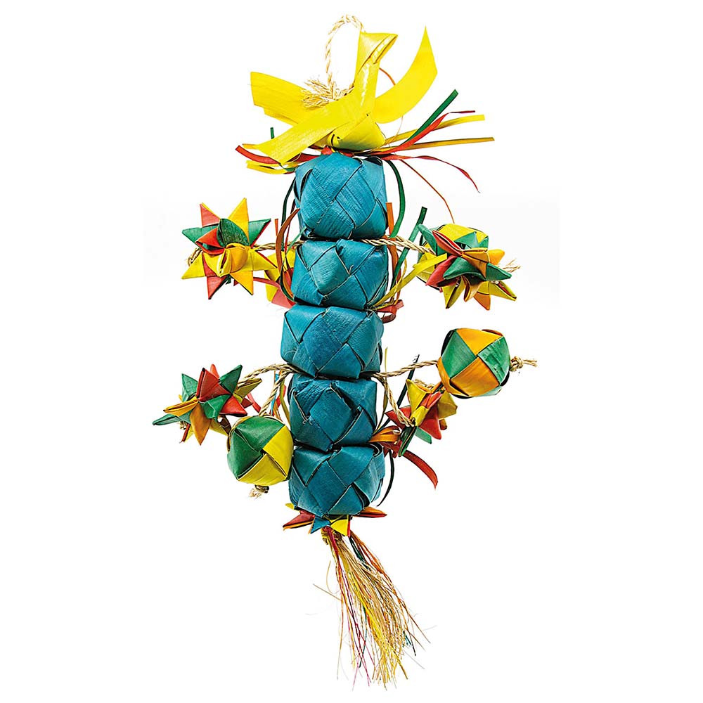 An image of Bird Tower Woven Palm Leaf Parrot Toy - Large