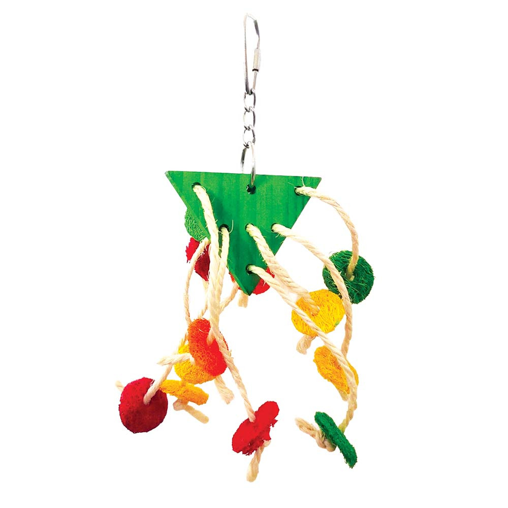 An image of Natural Loofah Triangle Parrot Toy