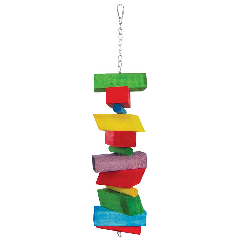 An image of Chomp Tower Block Chunky Wood Parrot Toy