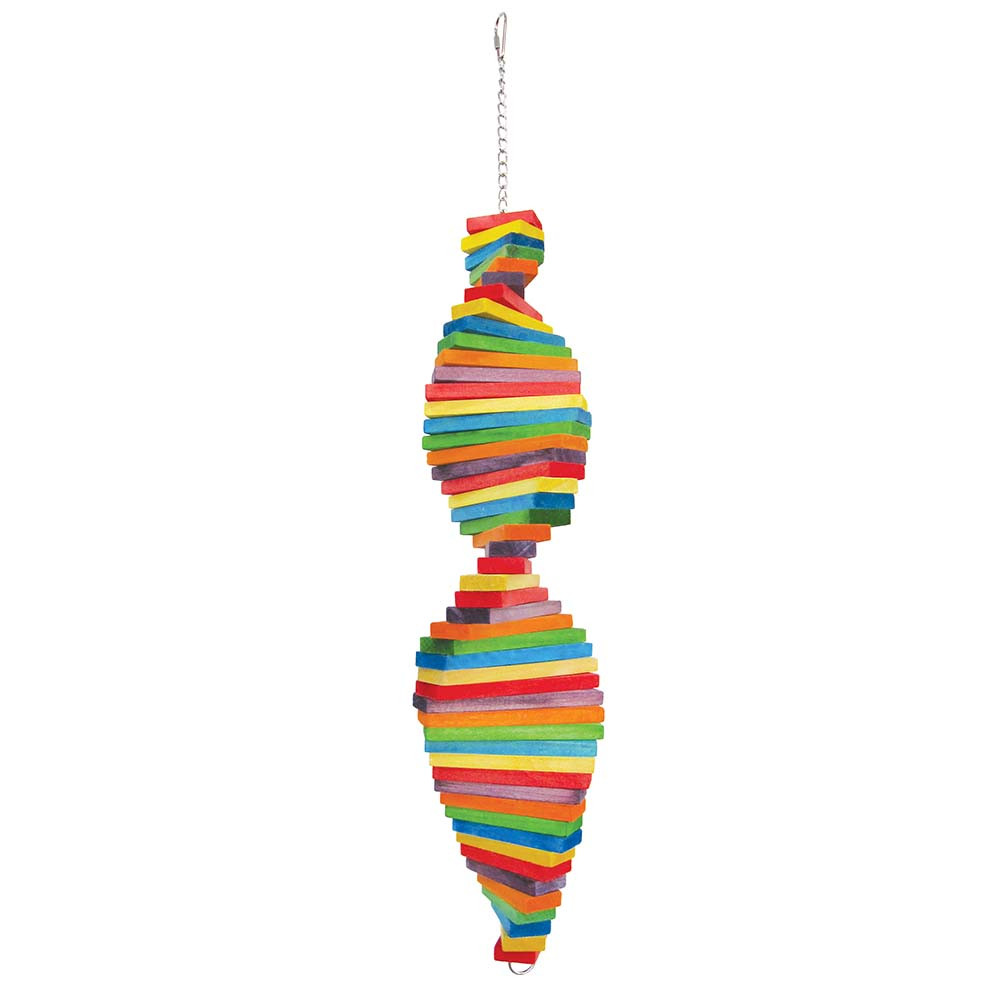An image of Twisty Rainbow Stack Wood Parrot Toy