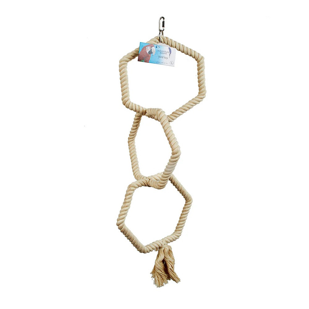 An image of Triple Cotton Hex Hoop Swinger Parrot Toy
