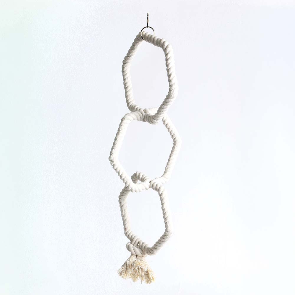 An image of Triple Cotton Hex Hoop Swinger Parrot Toy