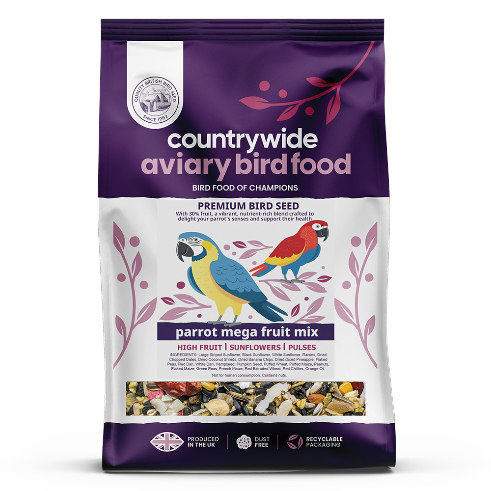 An image of Countrywide Mega Fruit Parrot Food Seed Mix 12.5kg