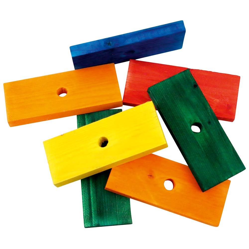 An image of Coloured Wood Blocks Large - Parrot Toy Parts - Pack of 9