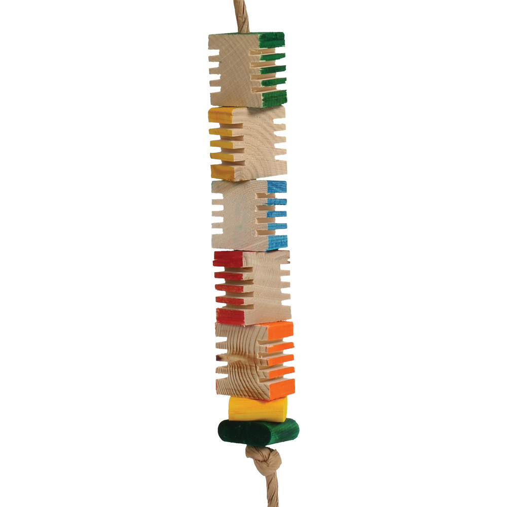 An image of Groovy Blocks Stacker Chewable Foraging Parrot Toy