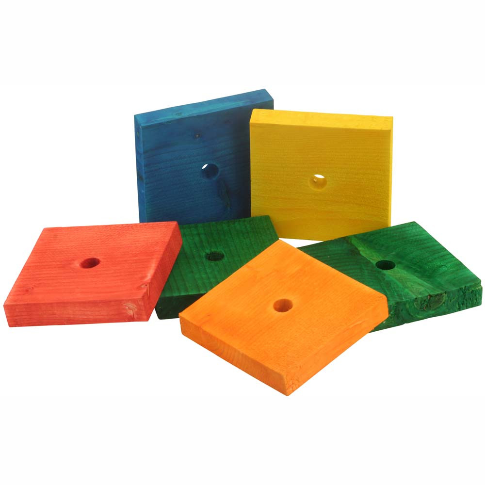 An image of Coloured Wood Blocks Jumbo - Parrot Toy Parts - Pack of 8