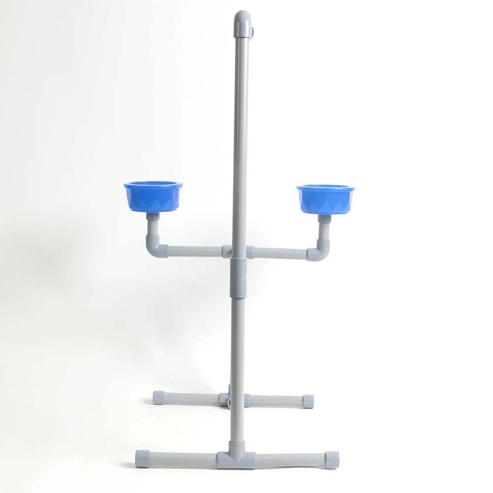 An image of ***Clearance***Deluxe Conure & Senegal Playstand with Feeders and Toy Hook