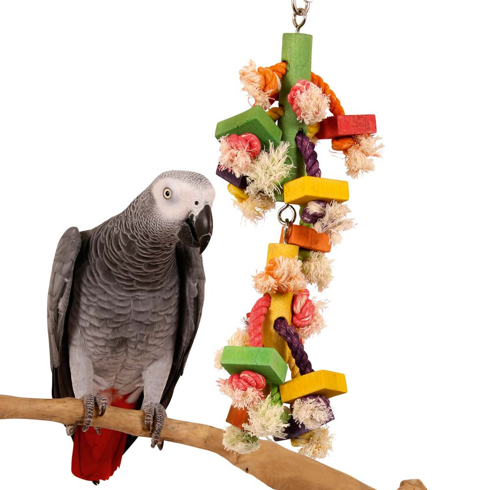 An image of Jumbo Fun Wood and Rope Parrot Toy