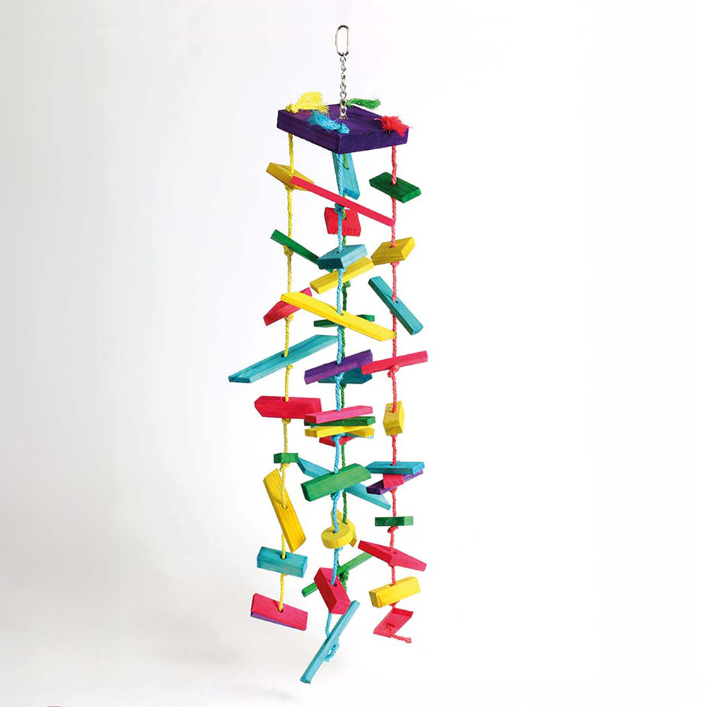 An image of Rainbow Tower Wood and Rope Parrot Toy