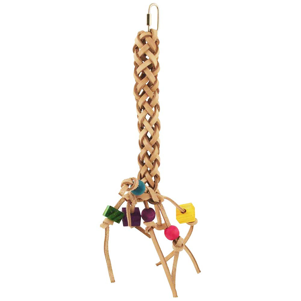 An image of Leather Plait Parrot Toy