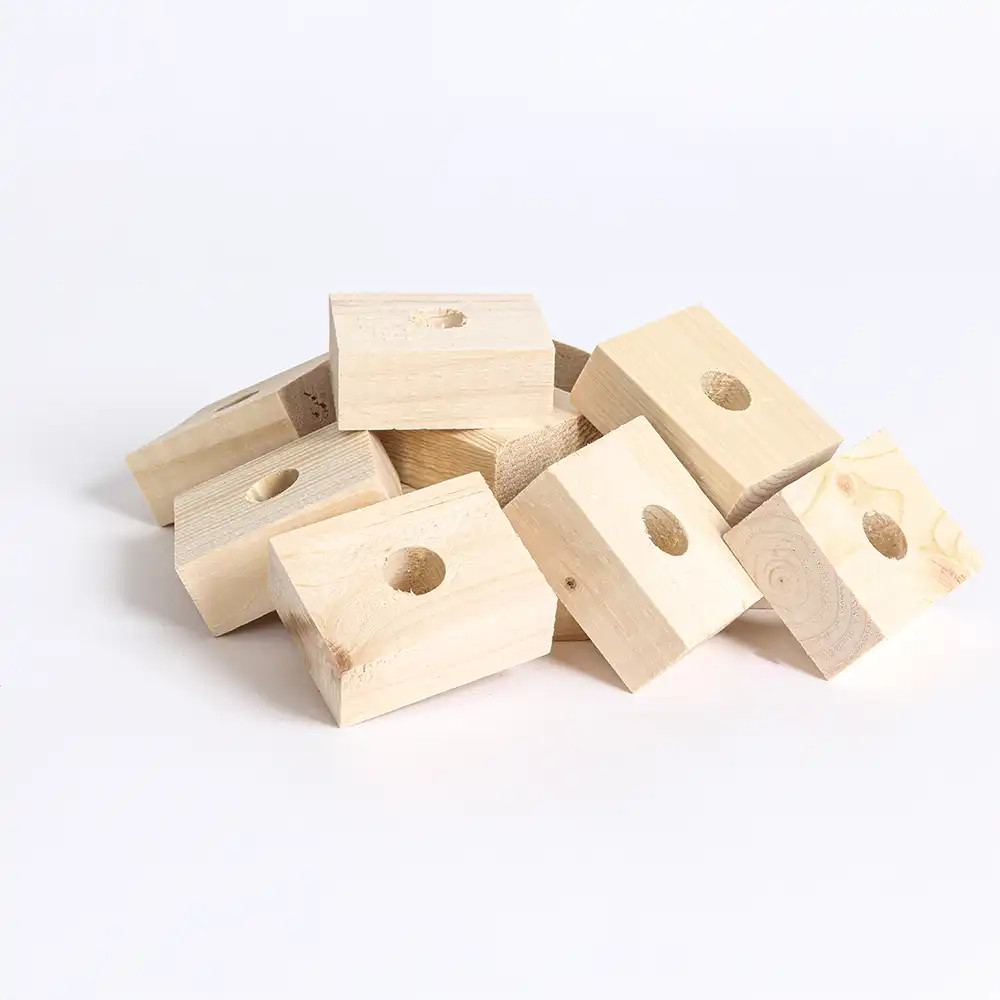 An image of Natural Wooden Blocks - Medium - Parrot Toy Parts - Pack of 14