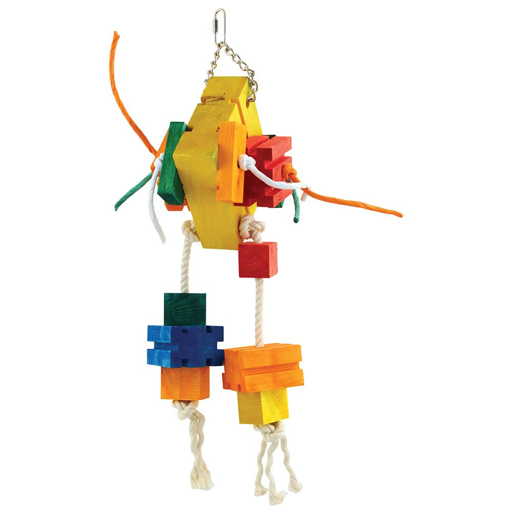 An image of Hector Wood & Rope Stacker Parrot Toy