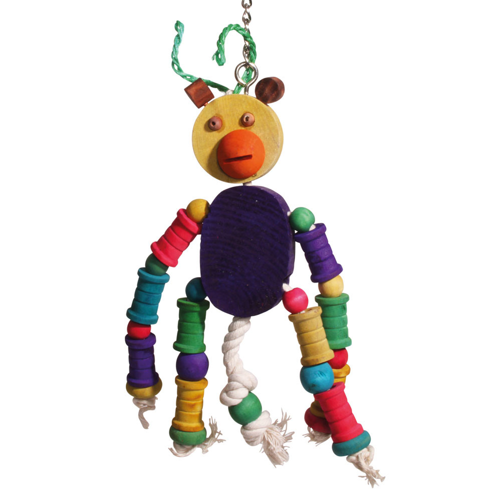 An image of Cheeky Chimp Wood & Rope Parrot Toy