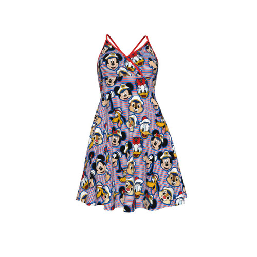 Red & Blue Stripes Spaghetti Strap Dress