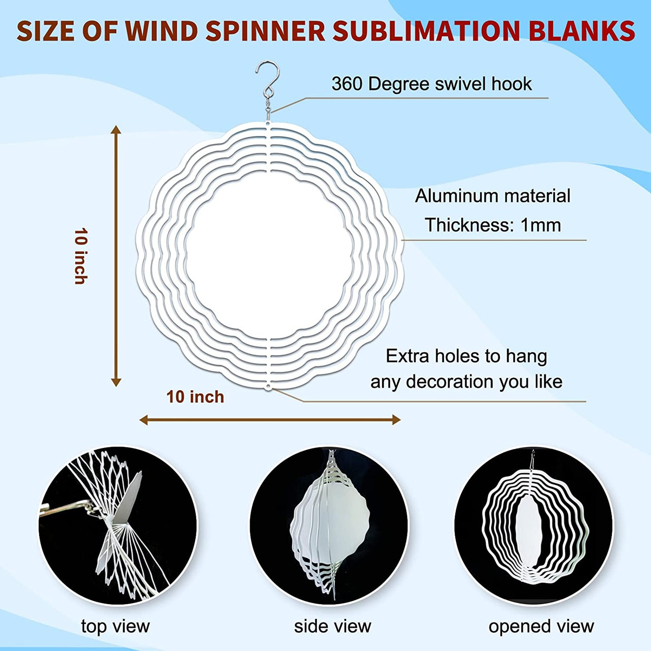 4pack 10inch Sublimation Wind Spinner Blanks & 4 Gazing Ball Spiral ,diy  Round Cut Wind Spinners Fo