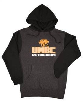 UMBC Ice Breaker Charcoal and Black Color Block Hoodie