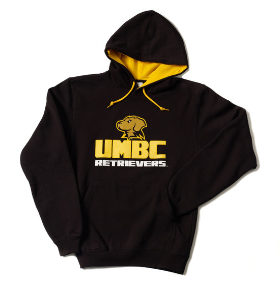 UMBC Ice Breaker Black and Gold Contrast Hoodie