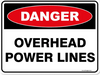 Overhead power lines sign