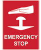 Emergency stop button sign