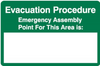 Evacuation procedure emergency assembly point A sign