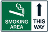 SMOKING AREA THIS WAY (UP ARROW)